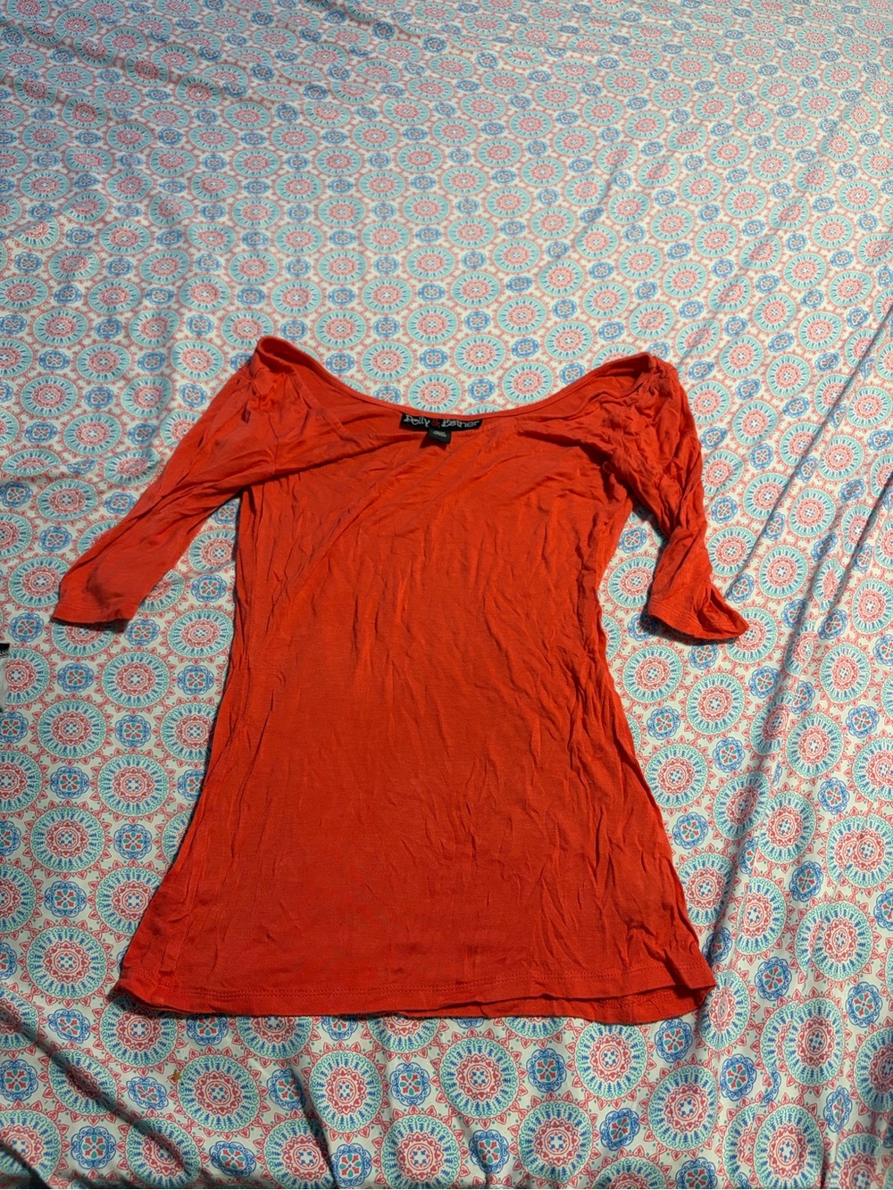 Polly & Esther Women's Orange Scoop Neck Tunic Top